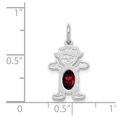 14k White Gold Girl 6x4 Oval Genuine Garnet-January Pendant for Women