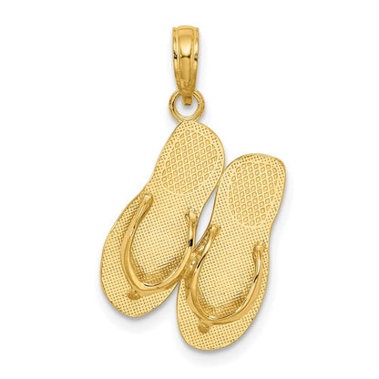 14k Yellow Gold TURKS AND CAICOS Double Flip-Flop Charm Pendant for Women