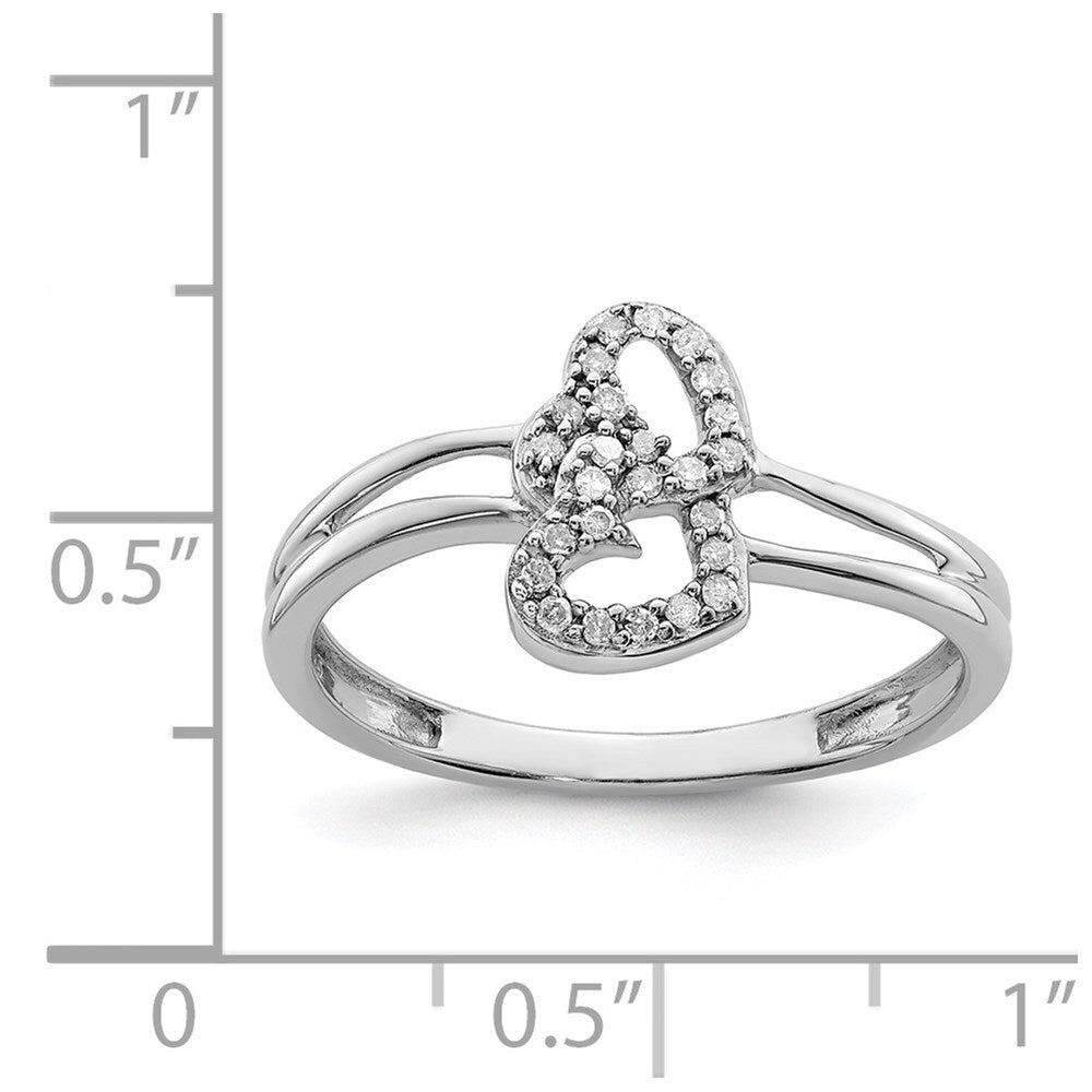 Sterling Silver Rhodium Plated Diamond Heart Ring
