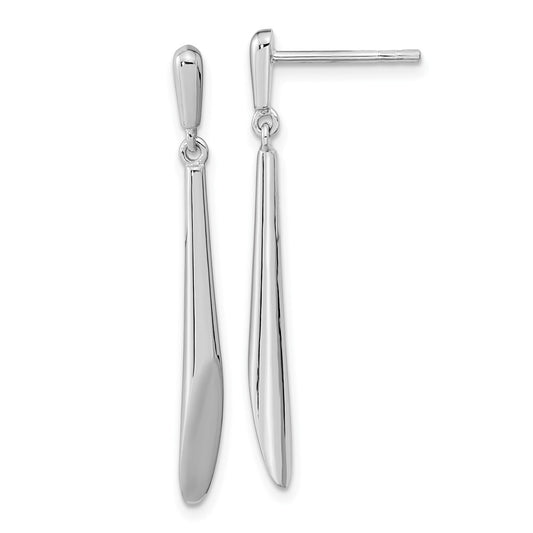 Sterling Silver Rh-plated Polished Bar Dangle Post Earrings