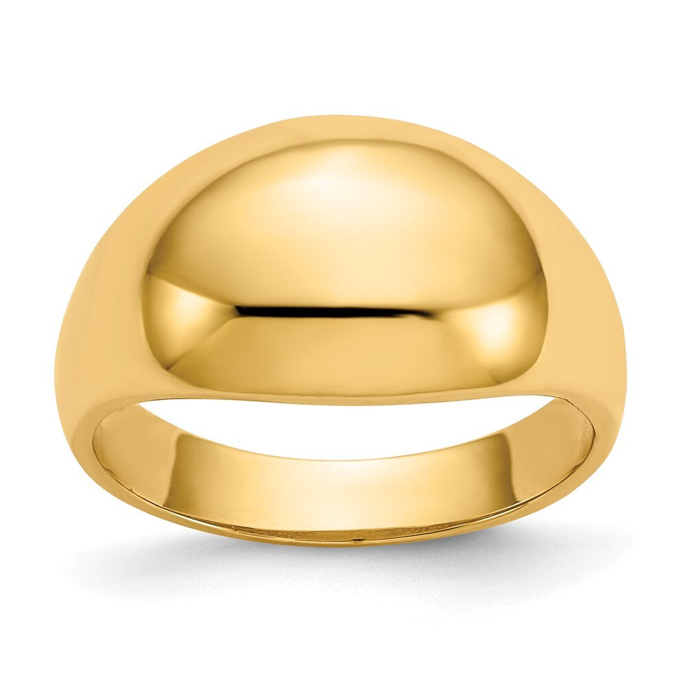 14K Yellow Gold 10mm Domed-top Tapered Cigar Band Ring