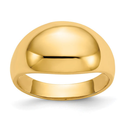 14K Yellow Gold 10mm Domed-top Tapered Cigar Band Ring