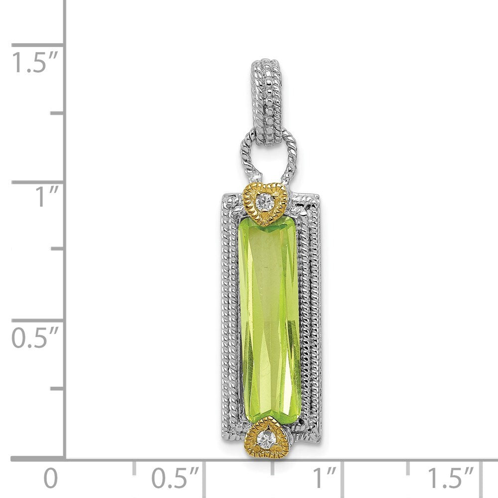 Sterling Silver & Vermeil Light Green Cubic Zirconia Pendant