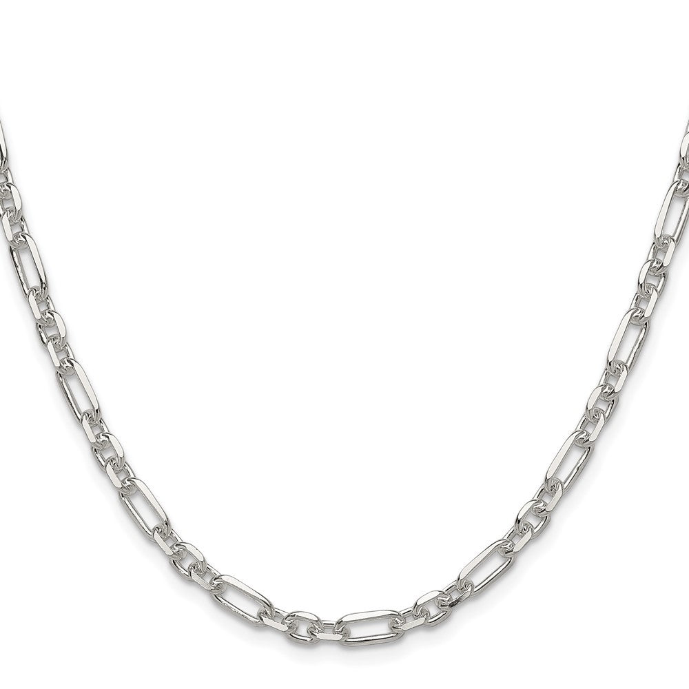 Sterling Silver Diamond-Cut 4.5mm 3 Short Plus 1 Long Cable Link Chain Necklace