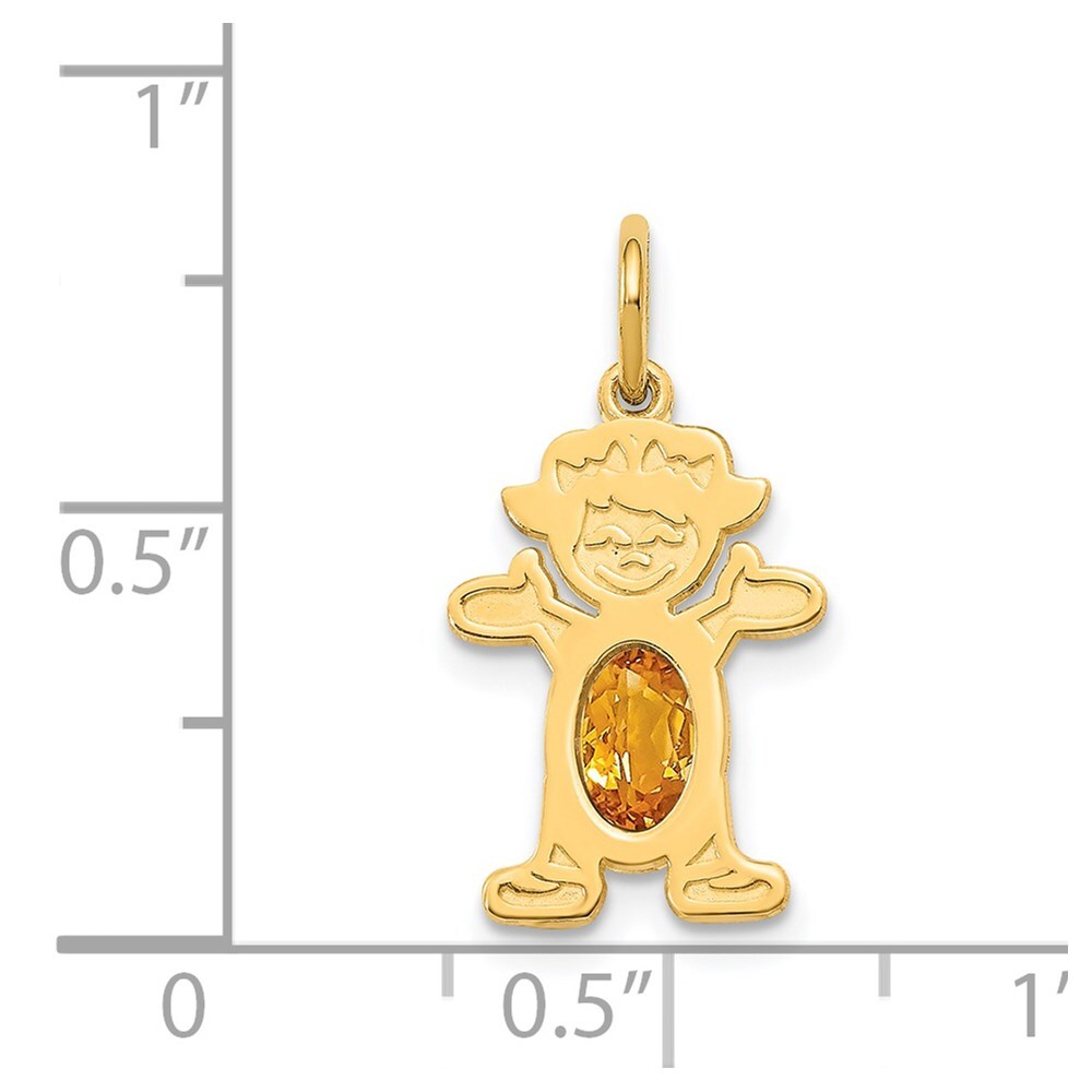 14k Yellow Gold Girl 6x4 Oval Genuine Citrine-November Pendant for Women