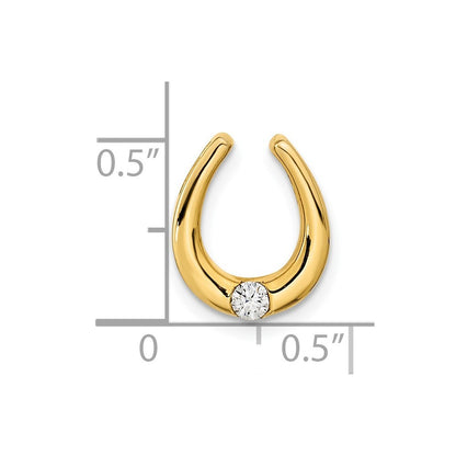 14k Yellow Gold Polished 1/15 carat Diamond Fancy Horseshoe Chain Slide