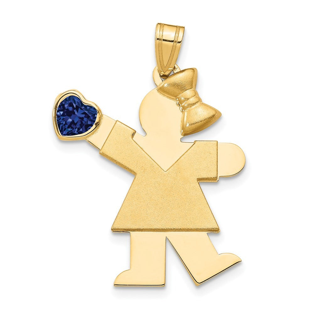 14k Yellow Gold Girl with Cubic Zirconia September Birthstone Charm