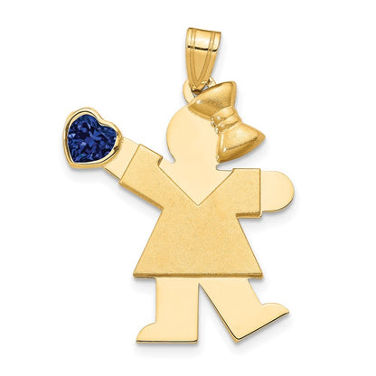 14k Yellow Gold Girl with Cubic Zirconia September Birthstone Charm