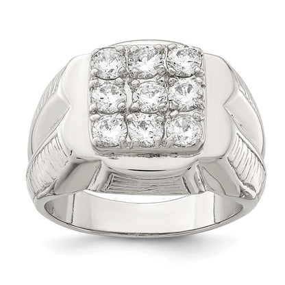 Sterling Silver Rhodium-plated Men's Cubic Zirconia Ring Size 11