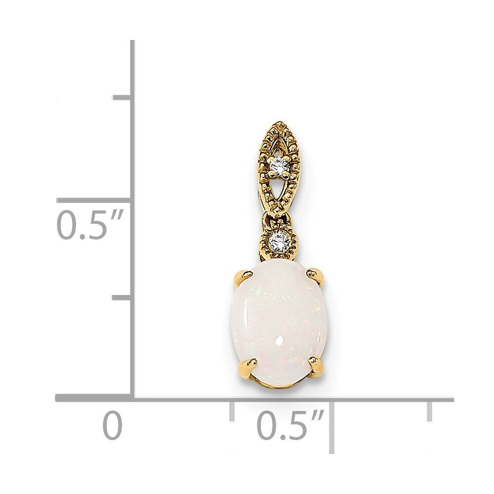 14k Yellow Gold Austrian Opal and Diamond Pendant for Women