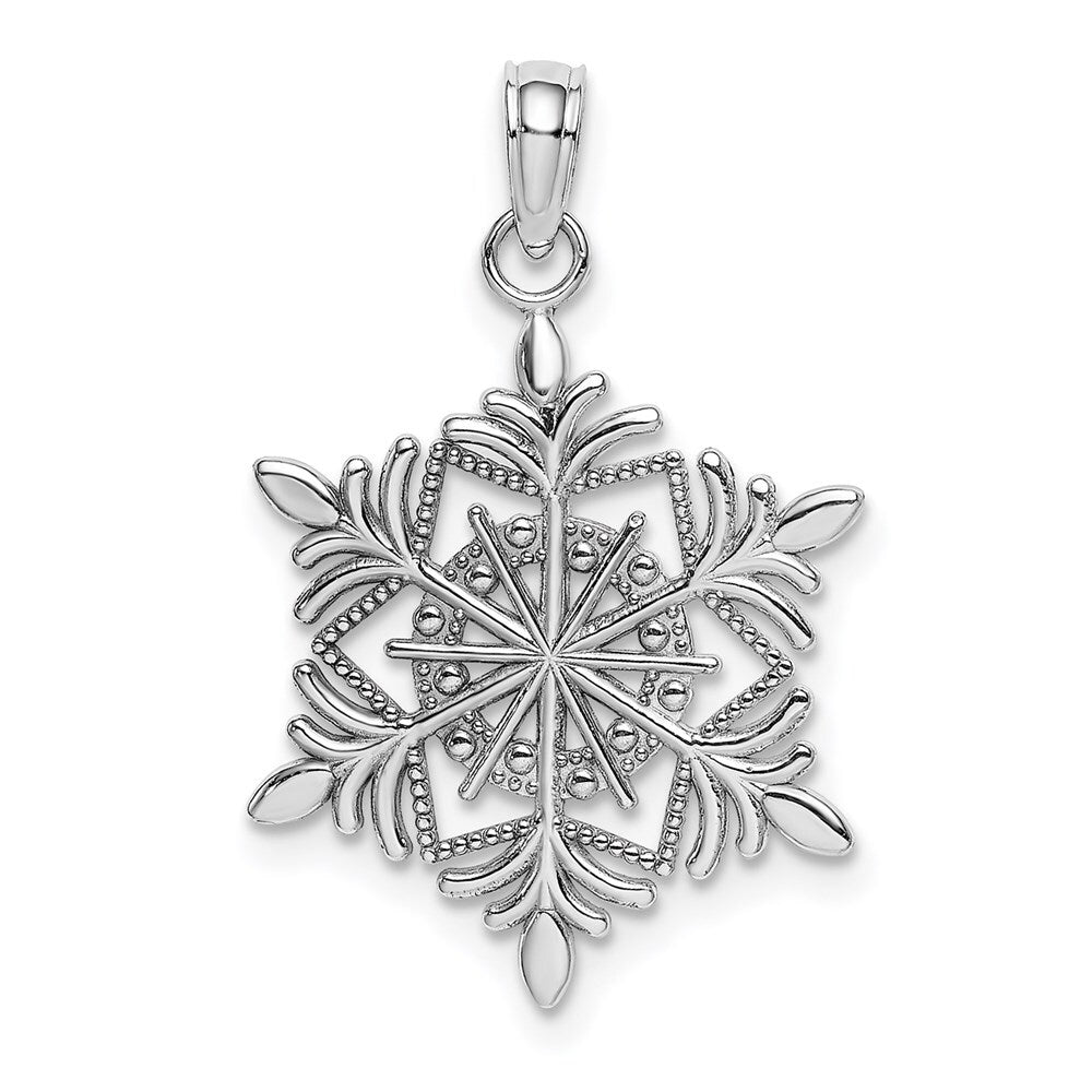 14k White Gold Snowflake Pendant for Women