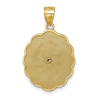 14k Yellow Gold Polished Diamond-cut Spanish Version Lady of Guadalupe Pendant