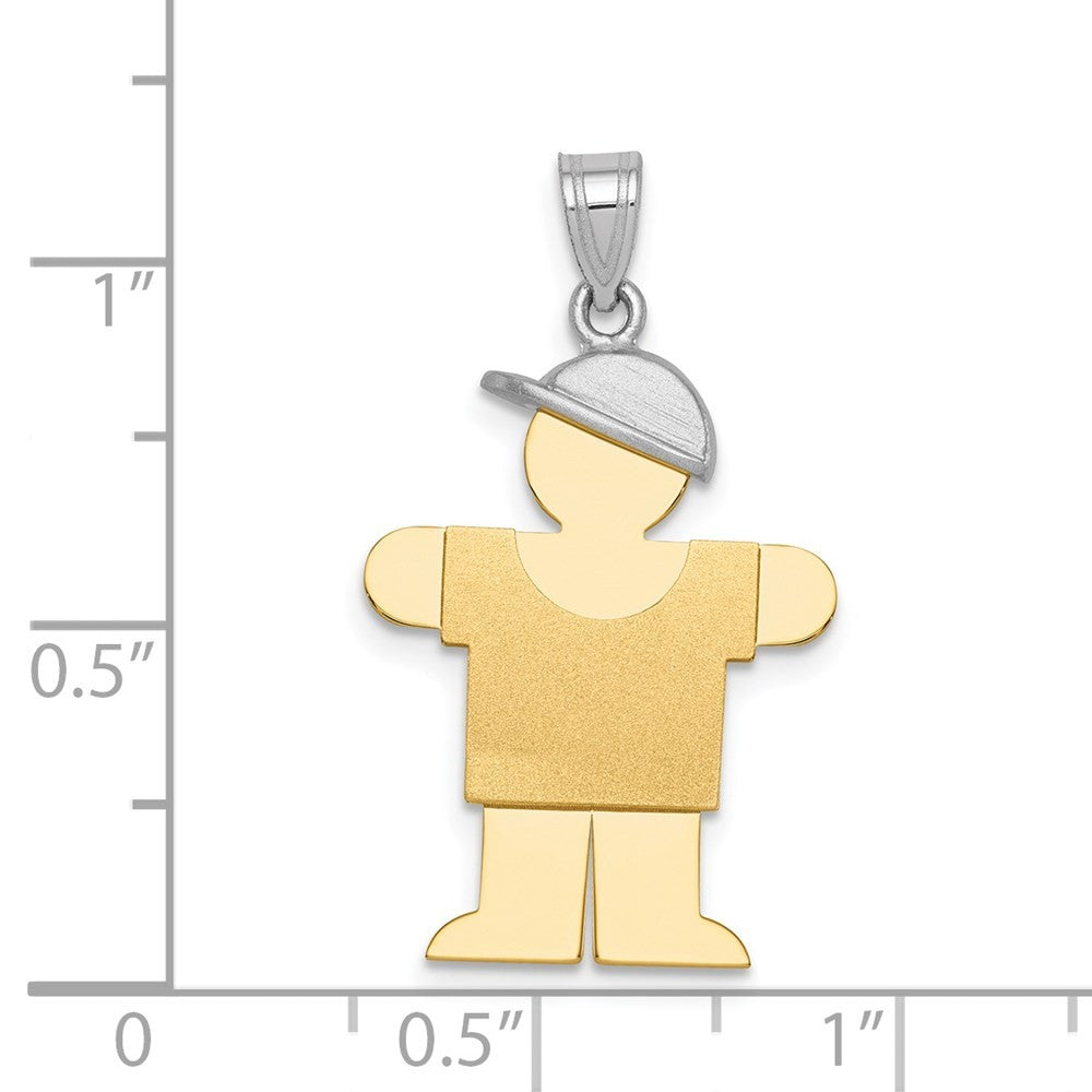 14k Two-Tone Gold Large Boy with Hat on Right Engravable Charm