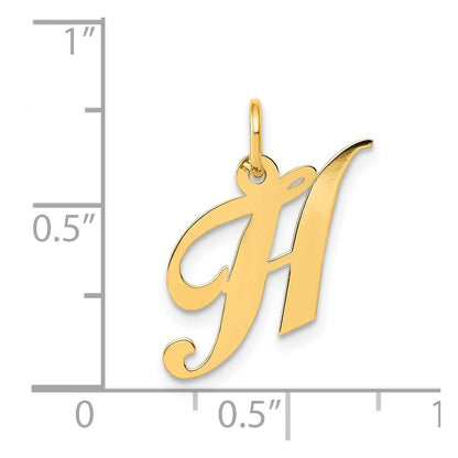 14k Yellow Gold Small Fancy Script Letter H Initial Charm Pendant