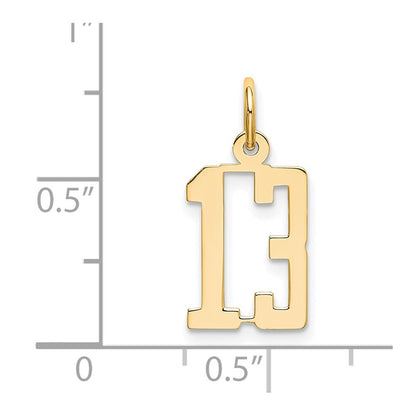 14k Yellow Gold Small Elongated Number 13 Charm Pendant for Women