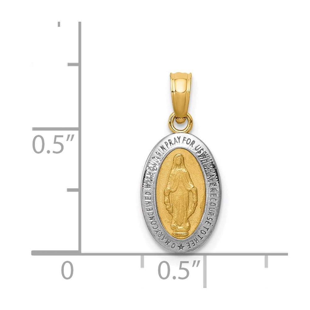 14k Yellow Gold w/Rhodium Miraculous Medal Charm