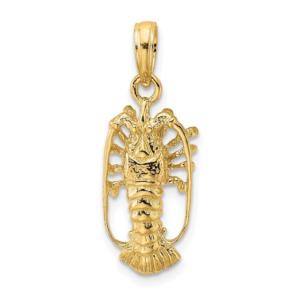 14k Yellow Gold Florida Lobster with Out Claws Charm Pendant for Women
