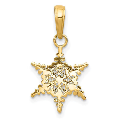 14k Yellow Gold Small Snowflake Pendant for Women
