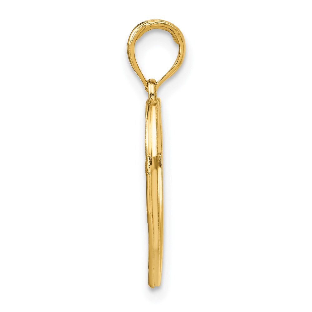 14k Yellow Gold Rhodium Hope In Heart Flowers Charm Pendant for Women