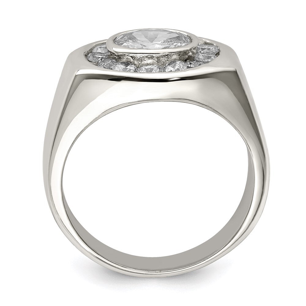 Sterling Silver Rhodium-plated Men's Cubic Zirconia Ring Size 10