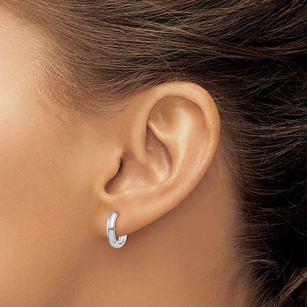14k White Gold Round Hinged Hoop Earrings Gift for Women
