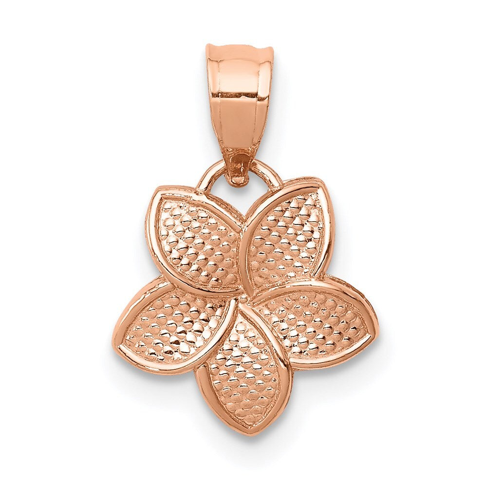 14k Rose Gold Rose Polished Mini Plumeria Pendant for Women