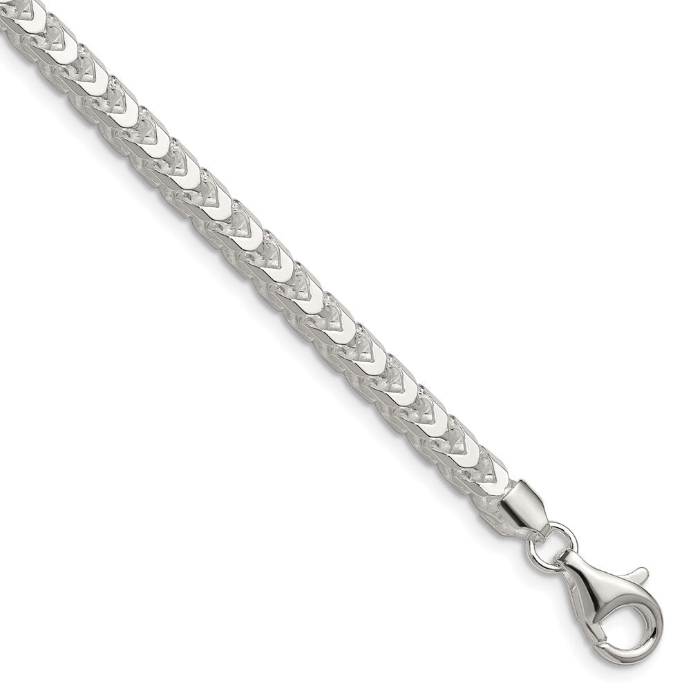 Sterling Silver 4.7mm Diamond-Cut Square Franco Chain Bracelet