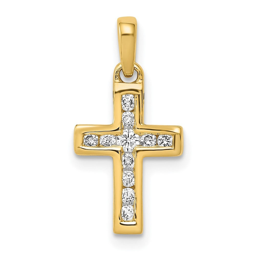 14k Yellow Gold 1/6ct. Diamond Latin Cross Pendant