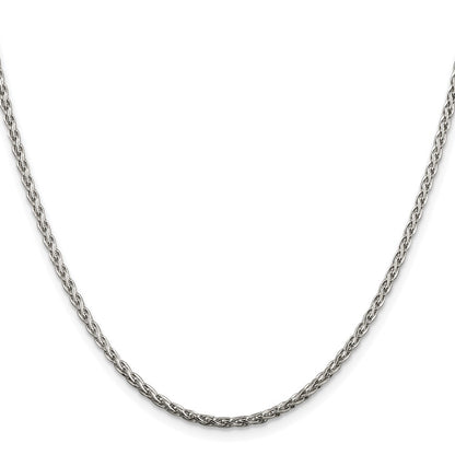 Sterling Silver Rhodium-plated 2mm Diamond-cut Spiga Chain