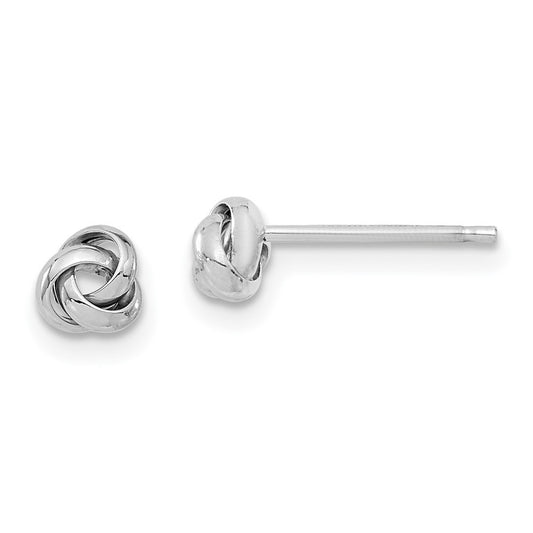 14k White Gold Polished Love Knot Earrings