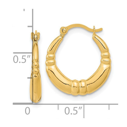 14k Yellow Gold Polished Hoop Earrings Gift for Women