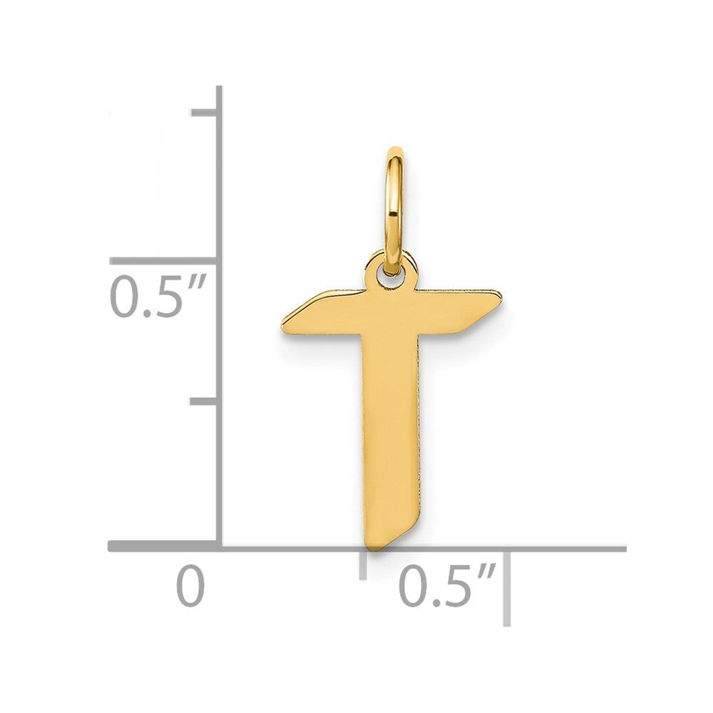 14k Yellow Gold Letter T Initial Pendant