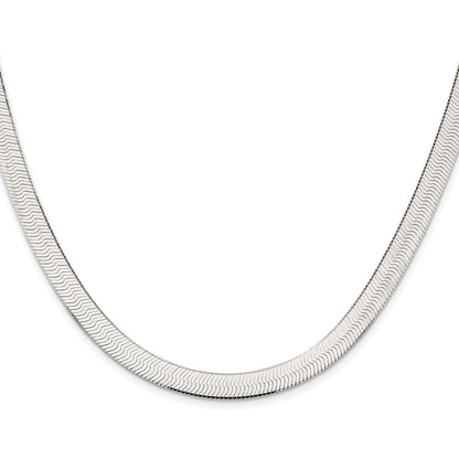 Sterling Silver Rhodium-plated 7.3mm Magic Herringbone Chain Necklace