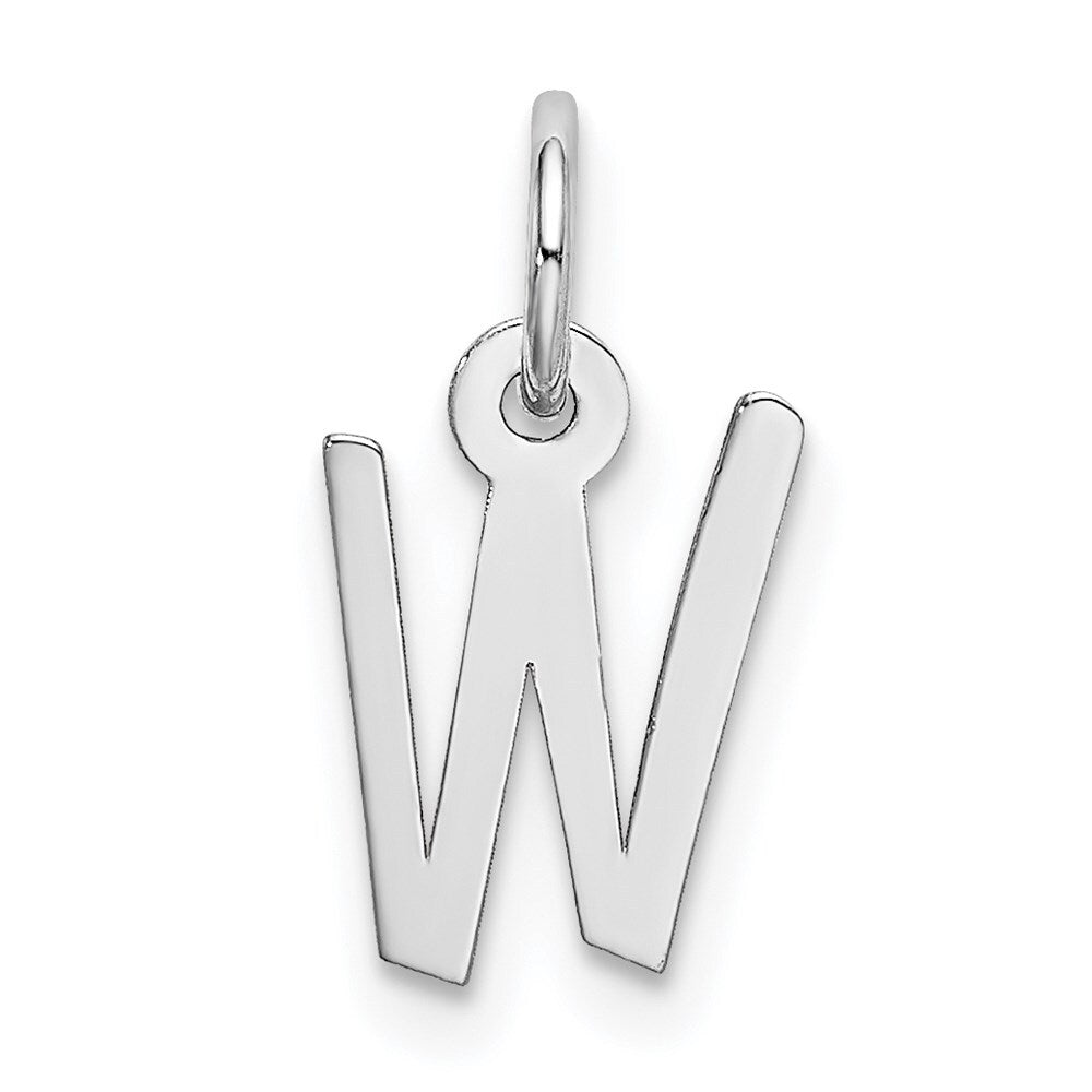 14k White Gold Small Slanted Block Letter W Initial Charm Pendant for Women
