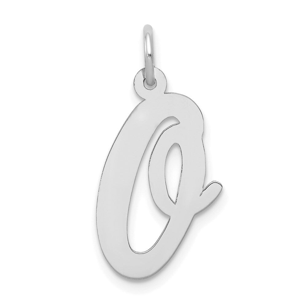 14k White Gold Large Script Letter O Initial Charm Pendant for Women