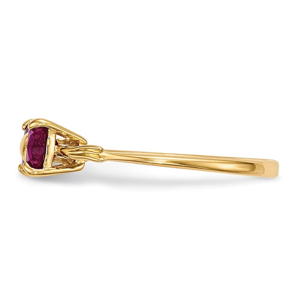 14K Yellow Gold Gold Polished Created Ruby Bow Ring