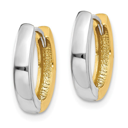 14k Two-tone Gold Round Hinged Hoop Earrings