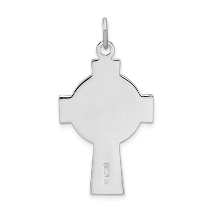 Sterling Silver Rhodium-plated Polished Epoxy Irish Cross Pendant