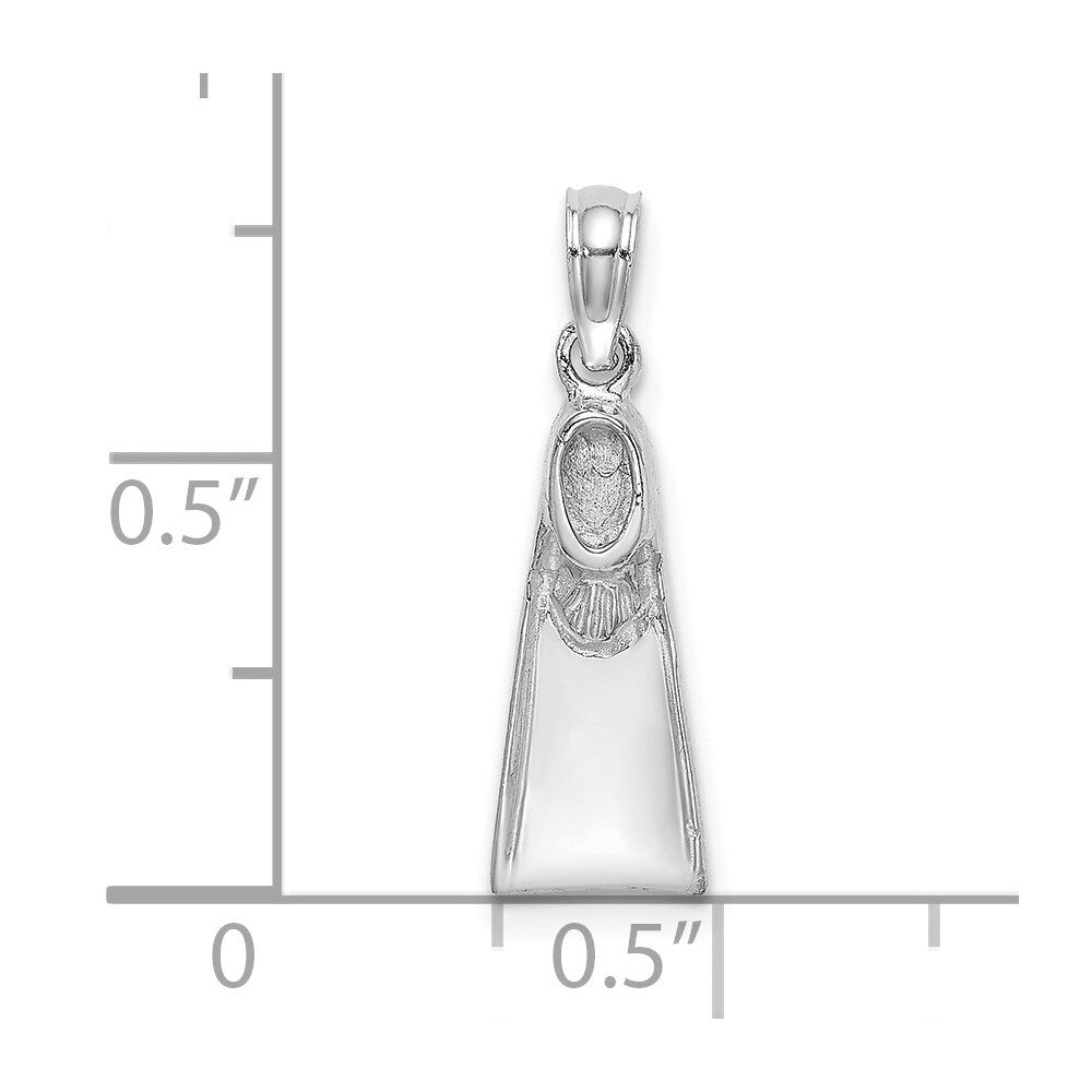 14k White Gold Scuba Flipper Charm Pendant for Women