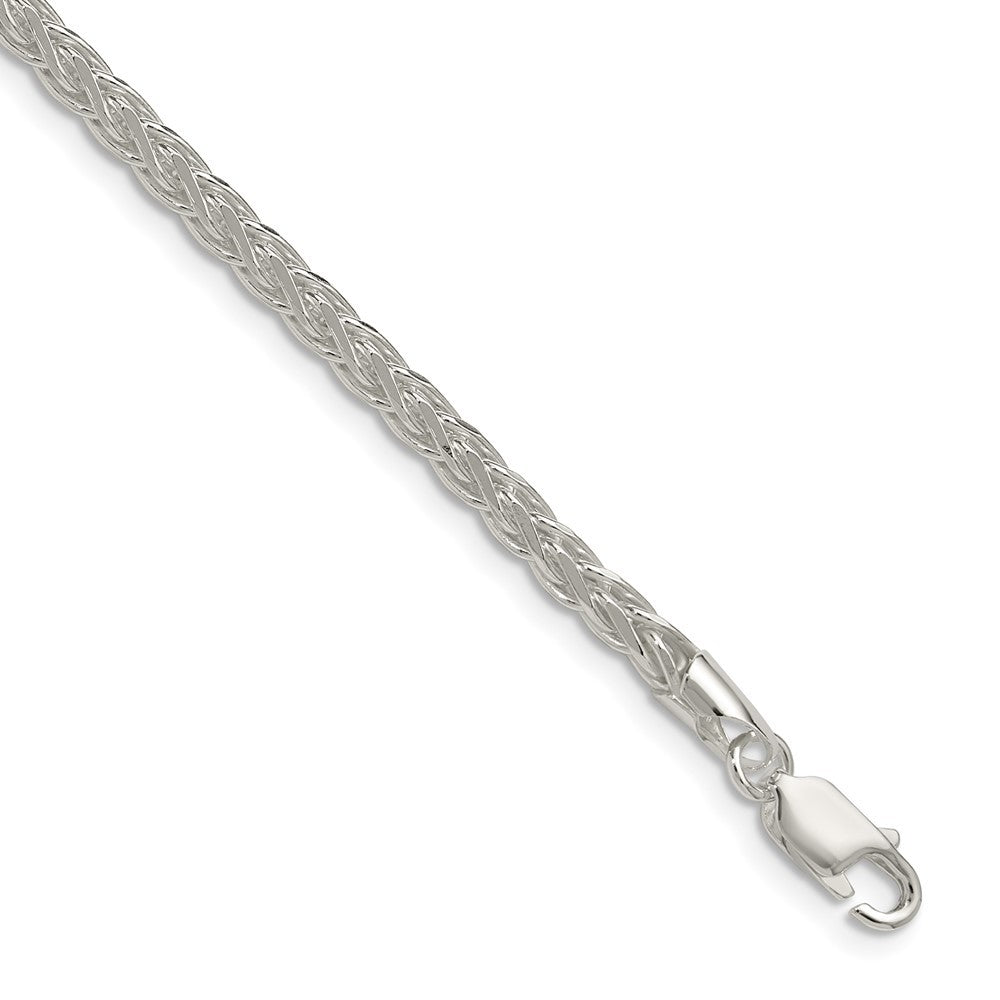 Sterling Silver 3.5mm Diamond-cut Square Spiga Chain Necklace