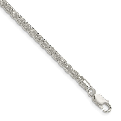 Sterling Silver 3.5mm Diamond-cut Square Spiga Chain Necklace