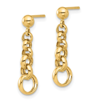 14k Yellow Gold Polished Circle Link Earrings