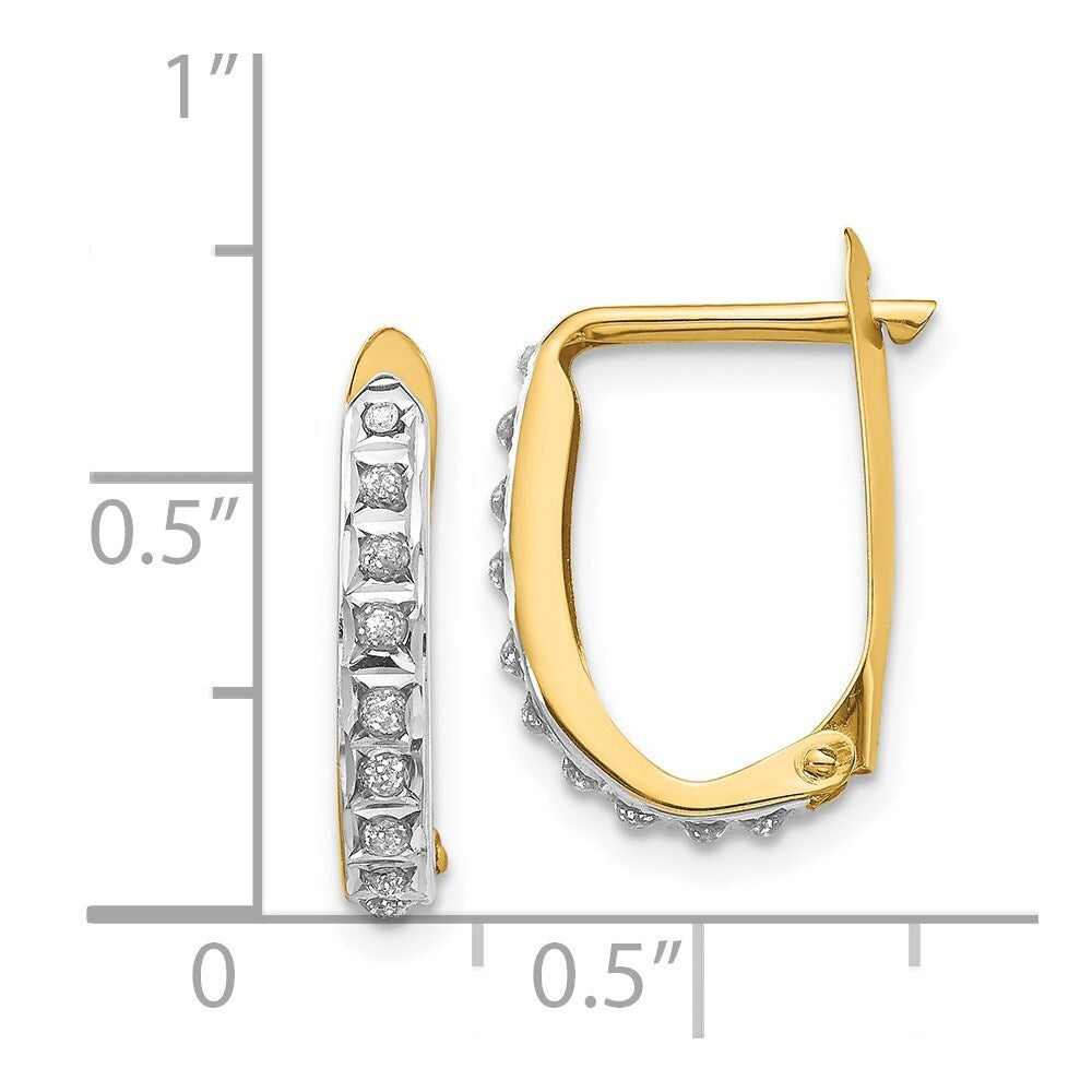 14k Yellow Gold Diamond Fascination Hinged Hoop Earrings Gift for Women