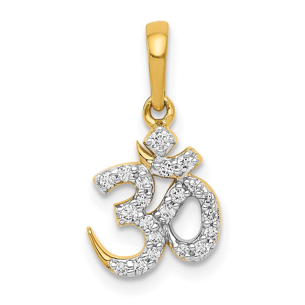 14k Yellow Gold 1/6ct. Diamond Om Pendant for Women