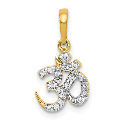 14k Yellow Gold 1/6ct. Diamond Om Pendant for Women