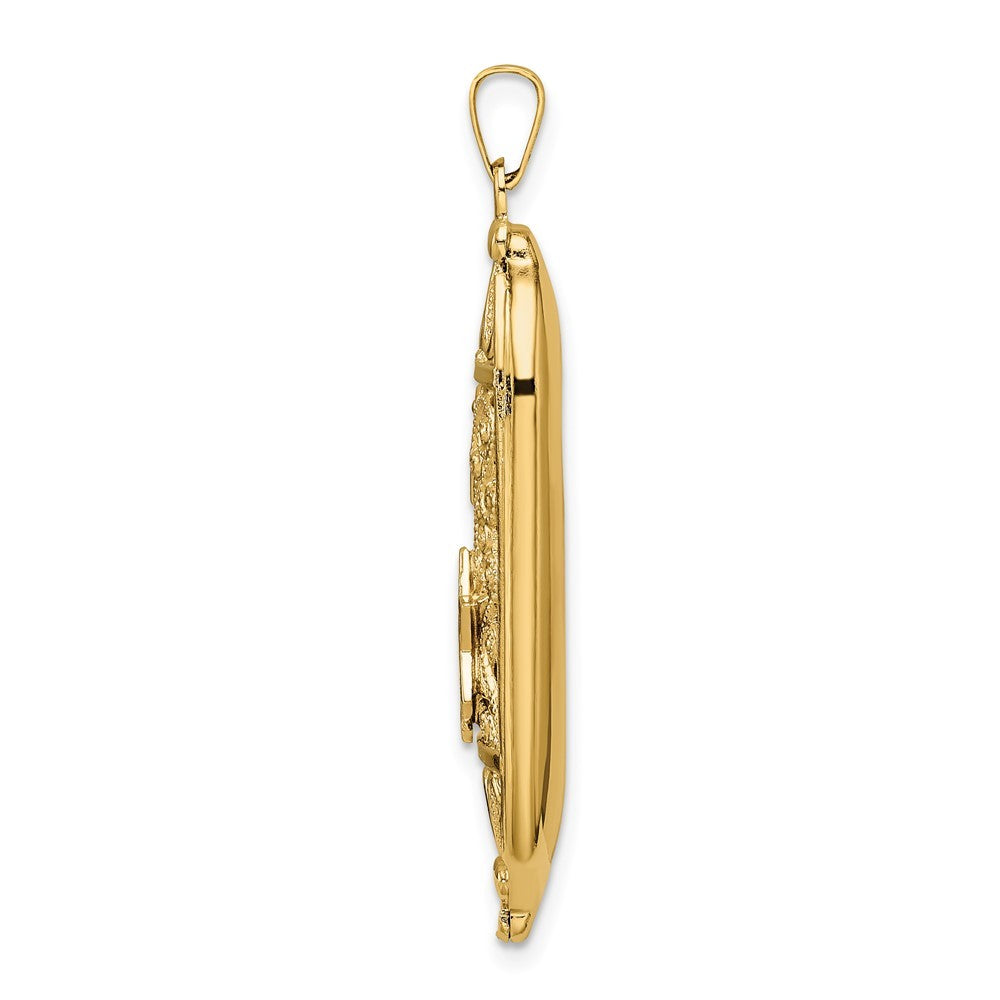 14k Yellow Gold Polished Mezuzah Enameled Star Pendant