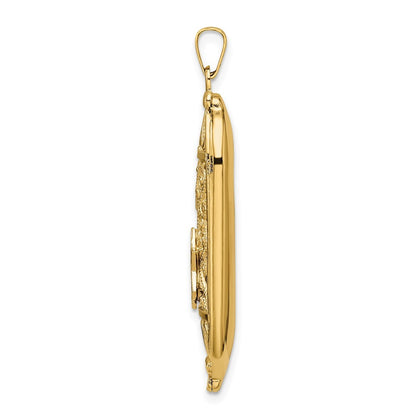14k Yellow Gold Polished Mezuzah Enameled Star Pendant