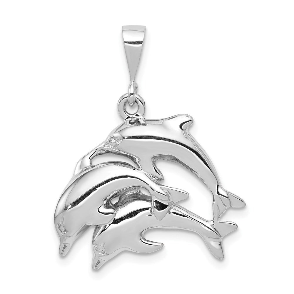 14k White Gold Dolphin Charm Pendant