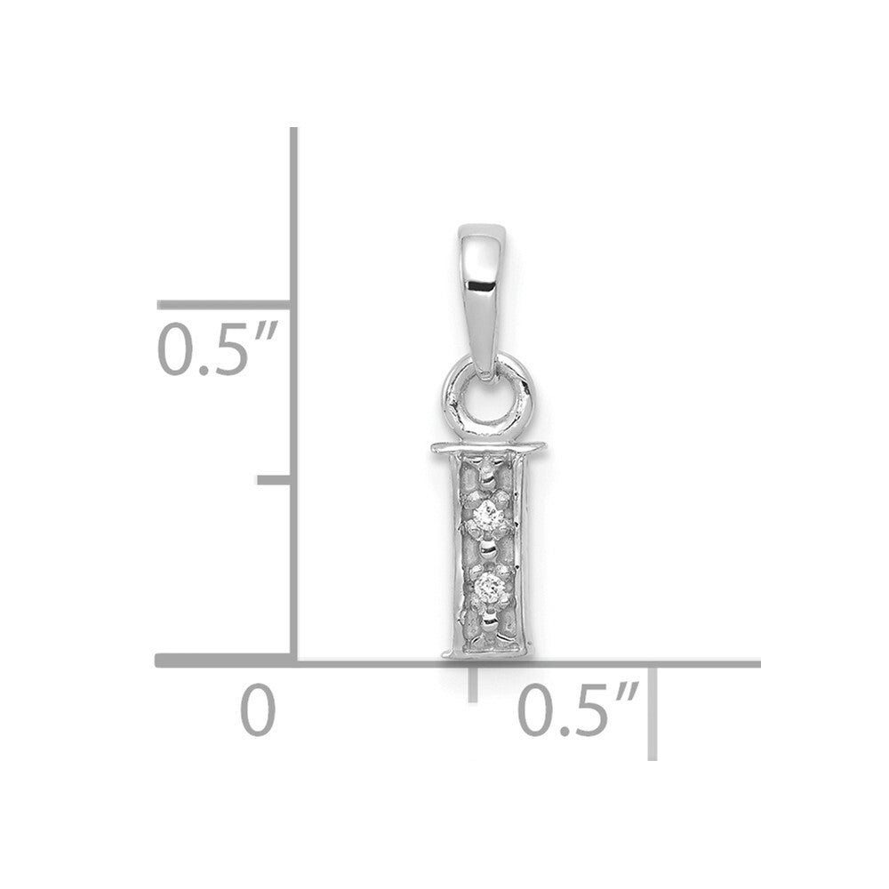 14k White Gold Rhodium-plated Diamond Letter I Initial Pendant for Women