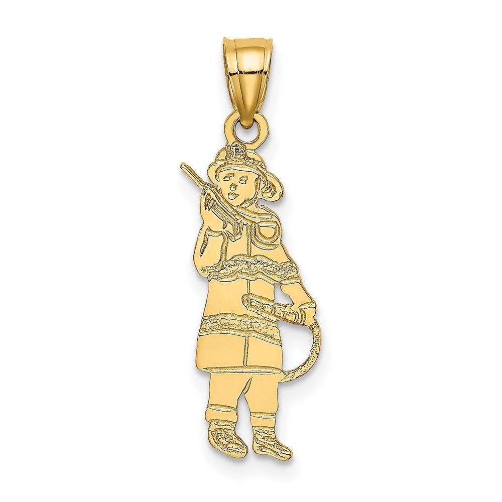 14k Yellow Gold Fireman Hose Charm Pendant for Women